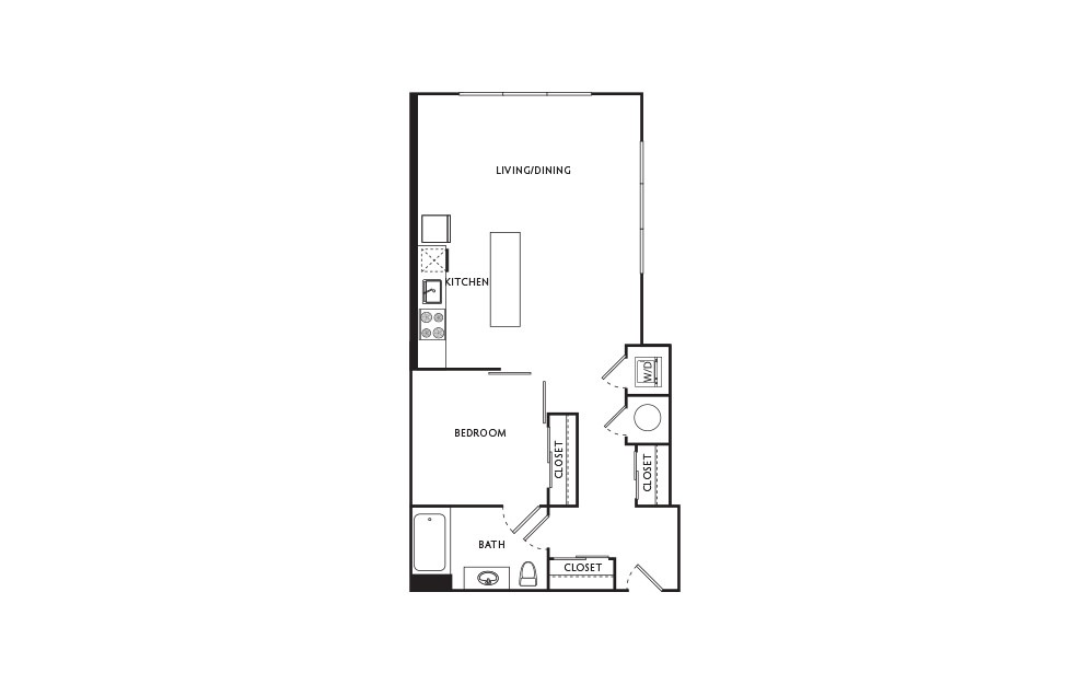 C2 - 1 bedroom floorplan layout with 1 bath and 699 square feet.