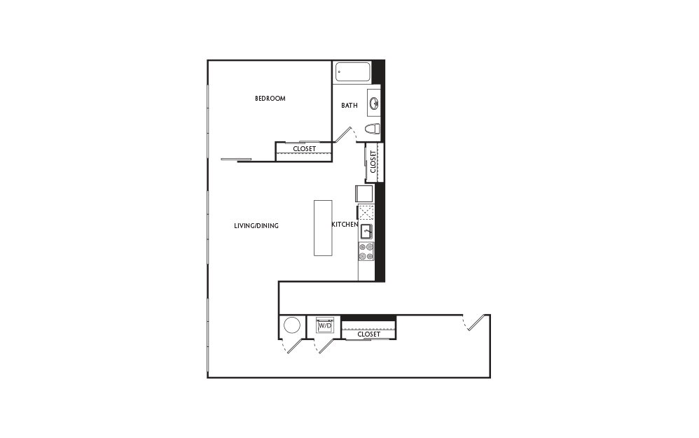 C5 - 1 bedroom floorplan layout with 1 bath and 923 square feet.