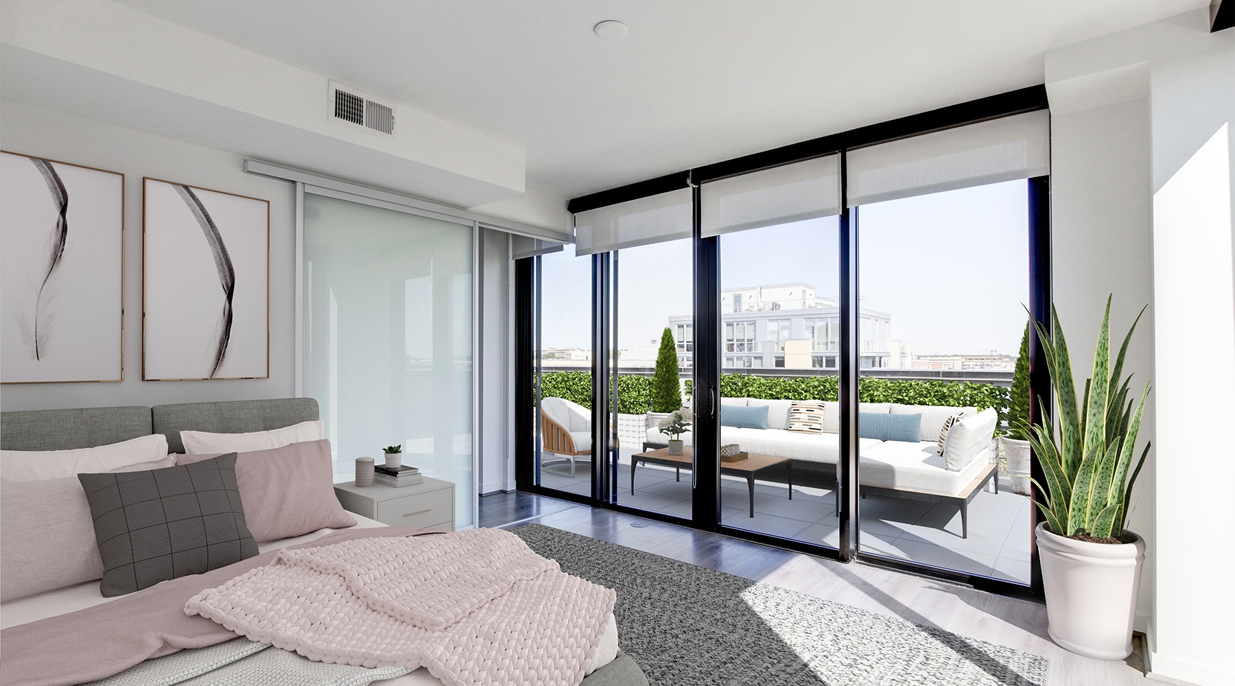 Bedroom bedroom with large window