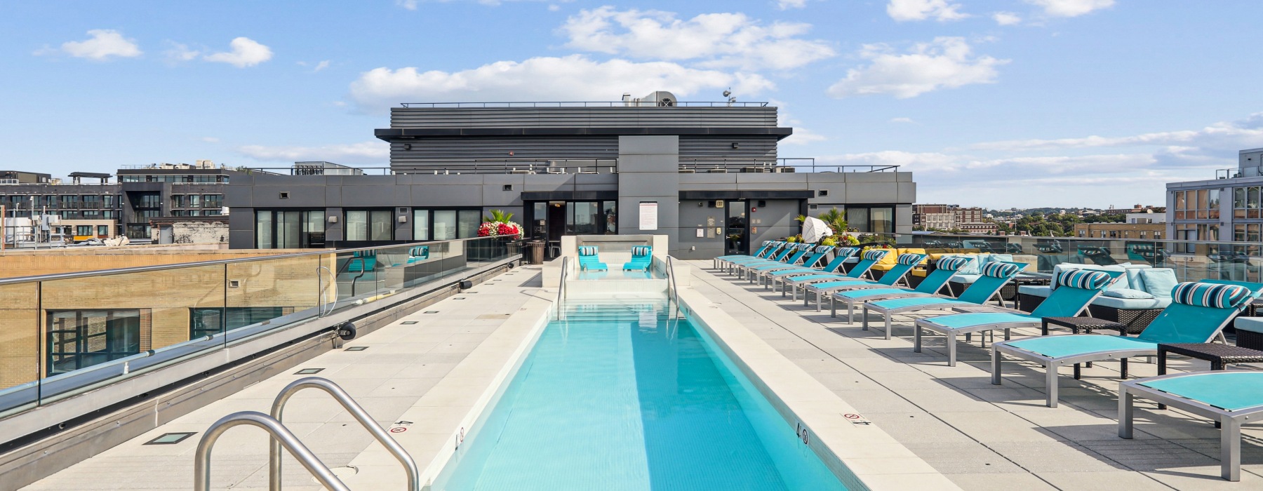 Rooftop pool with city views